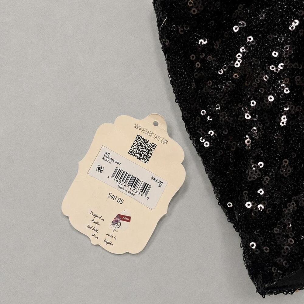 Altar'd State NWT Black Sequin Crop Top Medium - Picture 3 of 7